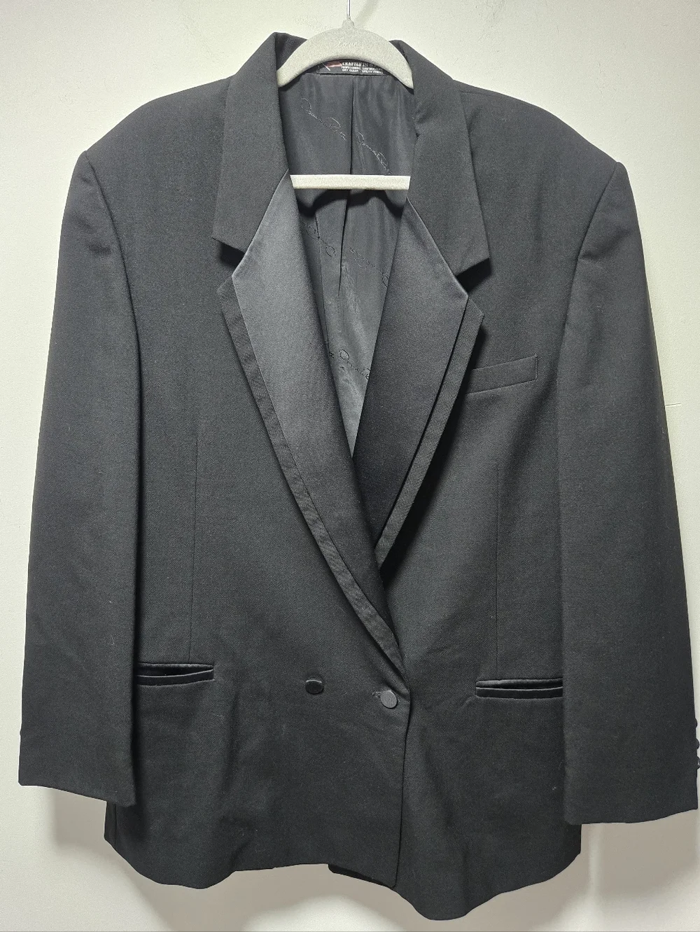 Oscar De La Renta Tuxedo Suit Jacket Size 43R Wedding Prom Formal Sam Meyers